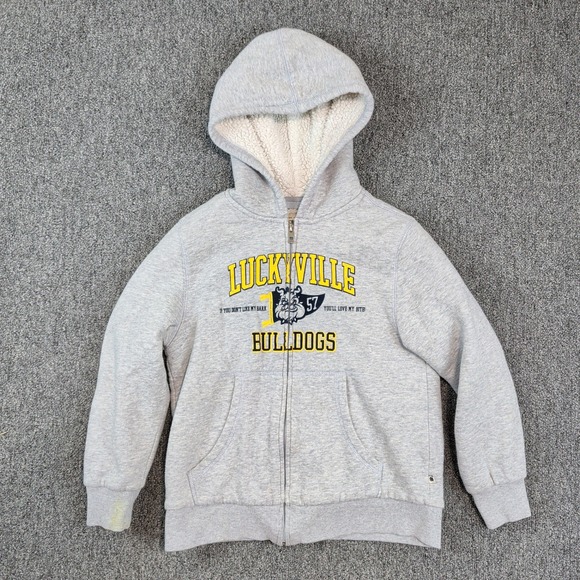 Lucky Brand Collegiate Luckyville Bulldogs Zip Hoodie S 7/8 Gray Sherpa Lined — photo 2